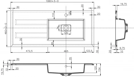 Мебельная раковина Cezares Bellagio 106 R bianco opaco
