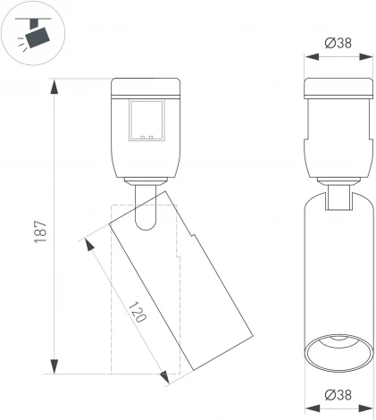Трековый светильник ART-APRIORI-SPOT-TURN-R38-8W Day4000 (TN, 36 deg, 48V) (Arlight, IP20 Металл) 049297 (LED)