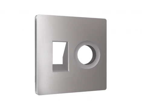 Лицевая панель для Ethernet RJ-45/телефонной RJ-11 и ТВ-розетки (сталь матовый) Ambrella Volt QUANT AP5125