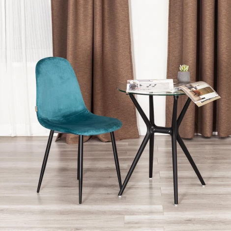 Стул BREEZE (mod. JSC-58) / 1 шт. в упаковке (Велюр,Металл  /Светло-синий,Черный )