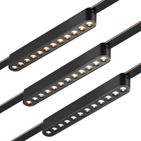 Трековый смарт-светильник Downlight для низковольтного шинопровода с двумя режимами работы Novotech Easy 359459 черный LED 12W 24V 3000-6000K (умный дом - Алиса, Tuya Smart)