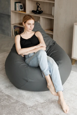 Кресло мешок Dreambag Груша Серая Экокожа (2XL, Классический) 5022431