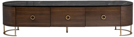 Тумба под телевизор Garda Decor 40AD-00099 (Золото/Коричневый,Черный мрамор)
