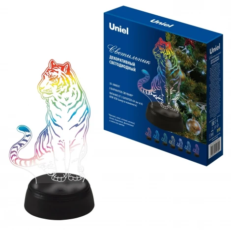 Световая фигура Uniel ULI-M507 RGB/3AA TIGER/BLACK (LED, сенсорный выключатель, животные)