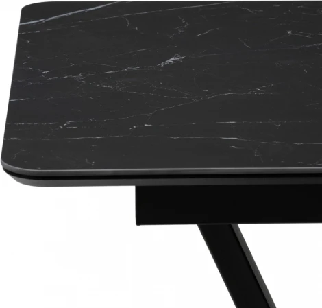 Керамический стол Woodville Бугун 120(160)х80х77 черный мрамор / черный арт.588018