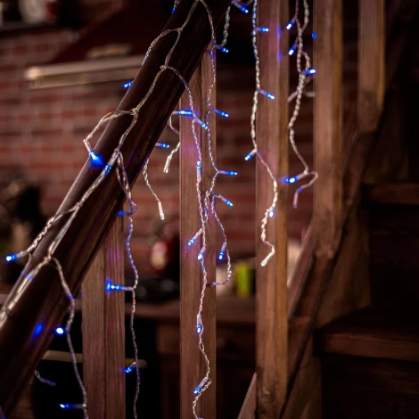 Гирлянда Бахрома светодиодная с эффектом мерцания 12м. соединяемая 195 светодиодов, синий и белый свет Uniel ULD-B12006-195/TTK BLUE-WHITE IP44