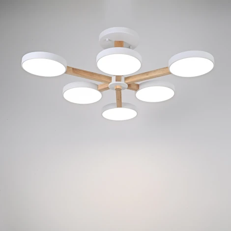 Потолочная люстра Wi-Fi на штанге Turna L6 White By ImperiumLoft Turna-B01 (LED, 220V, голосовое управление, умный дом - Алиса)