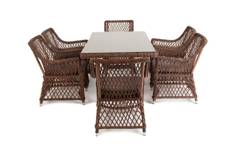 Обеденная группа плетеная, цвет коричневый 4SIS Латте LC6T-7-SET brown