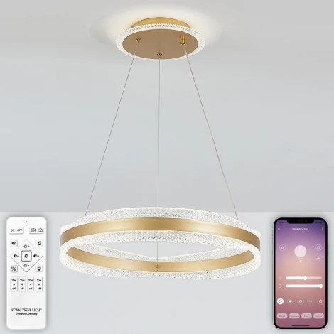 Подвесной светильник Natali Kovaltseva INNOVATION STYLE 83143 нимб с пультом ДУ, моб. приложением 120W, золото, LED