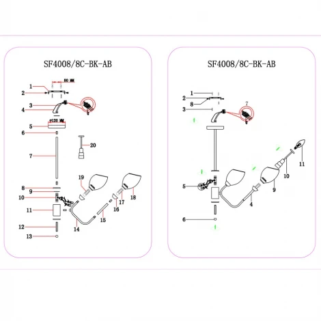 Потолочная люстра Seven Fires Rodengo SF4008/8C-BK-AB