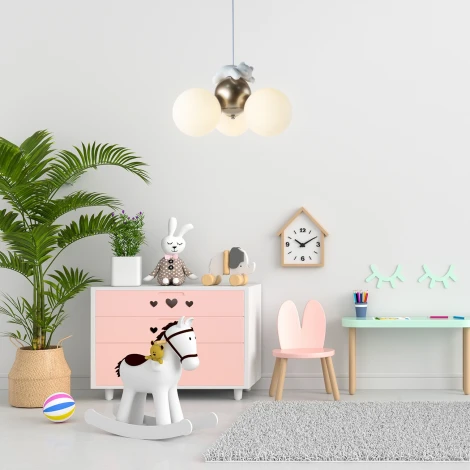 Подвесной светильник для детской шарики Escada Fluff 1102/3S (220V, на проводе, шарики, животные)