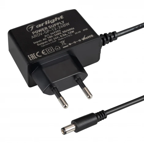 Блок питания ARDV-SP-12-24BW (24V, 0.5A, 12W) (Arlight, Адаптер, 5 лет) 049393