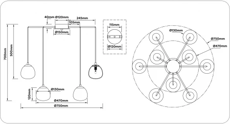 Подвесной светильник Ambrella High Light LH51001 (220V, на проводе, паук)