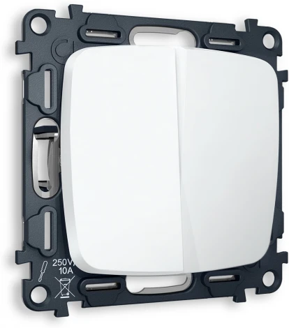 Комплект механизма Ambrella Volt 2-клавишного выключателя OMEGA MO123010 Белый матовый QUANT