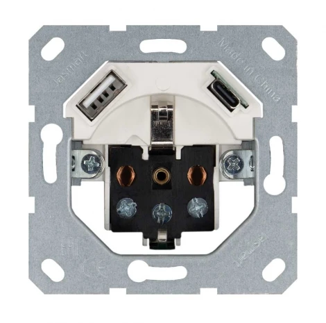 Розетка со шторками с USB Type A+С (мокко) Jasmart G-Classic G5501USB-25Z