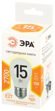 Лампочка светодиодная E27 15 Вт ЭРА LED P45-15W-827-E27 LED P45-15W-827-E27