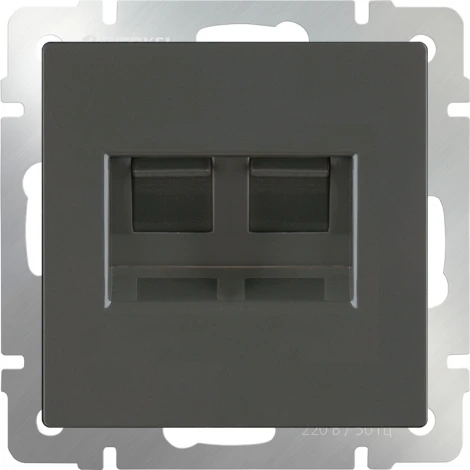 Розетка телефонная RJ-11 и Еthernet RJ-45 (серо-коричневый) W1182107 (a050843)