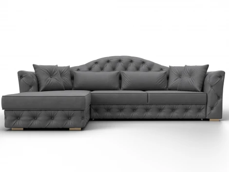 Диван угловой Артис левый угол (Брус,Рейка,Замша/Серый) Лига Диванов 128041L