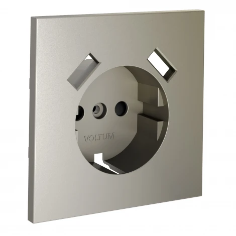 Накладка для розетки с заземлением и защитными шторками, с USB A+A Voltum S70 VLS000904 (шелк)