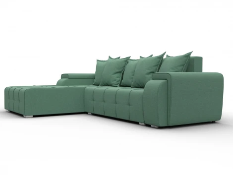 Диван угловой Лига-121 левый угол (ДСП,Брус,Рогожка/Зеленый) Лига Диванов 137344L