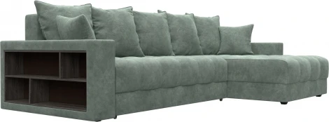 Диван угловой с декором и полкой Лига-050 НПБ Лига Диванов (Велюр) арт.128599