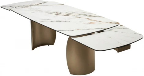 Стол M-City BRONTE 200 раскладной KL-188 Контрастный мрамор матовый, итальянская керамика/ Шампань