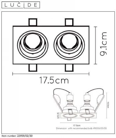 Встраиваемый точечный светильник Lucide Embed 22959/02/30 (220V)