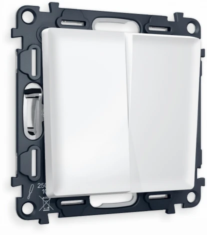 Комплект механизма Ambrella Volt 2-клавишного выключателя ALFA MA123010 Белый матовый QUANT