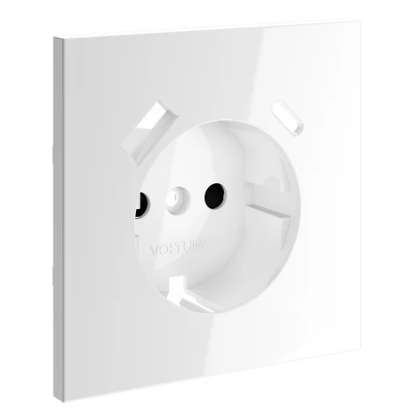 Накладка для розетки с заземлением и защитными шторками, с USB A+C Voltum S70 VLS001001 (белый глянцевый)