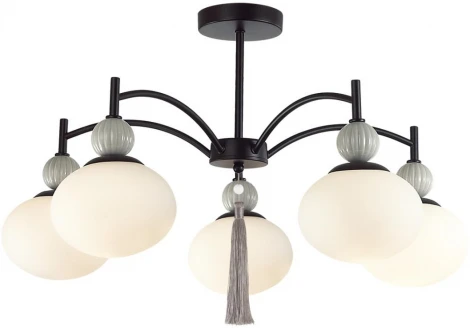 Потолочная люстра на штанге Lumion Gloriya 8273/5C черный, серый/белый металл, керамика/стекло Е14 5*40W 220V (шарики)