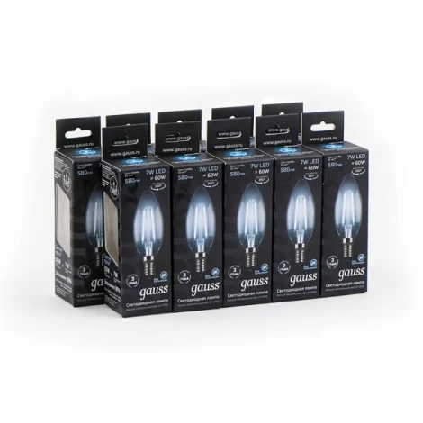 Лампочка светодиодная E14 7 Вт 580 lm 4100K нейтральное белое свечение Gauss Filament 103801207