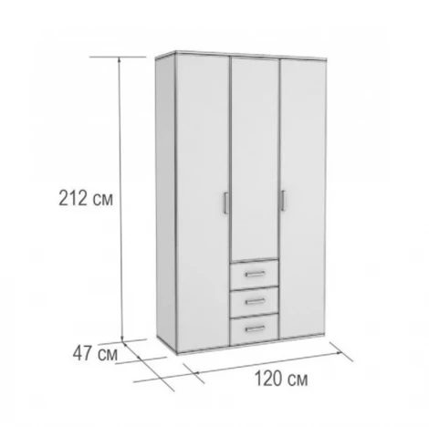 Шкаф БТС трехдверный Белла, венге/ясень белый