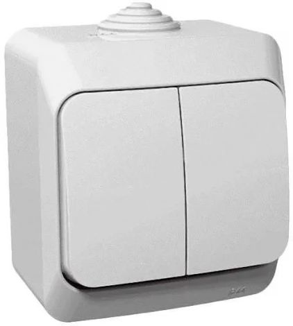 Выключатель накладной двухклавишный (белый) IP44 Systeme Electric BA10-042B