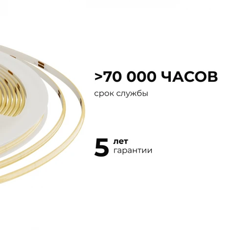 Светодиодная лента 24В 7Вт/м COB 384 д/м 700 Лм/м ширина подложки 3мм, 5м CRI90+ 3000K Apeyron 00-378
