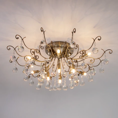 Потолочная люстра Eurosvet Vita 10042/12 античная бронза (220V, хрусталь Strotskis)