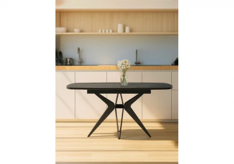 Керамический стол Риполь 140(180)х80 larka grey / черный 620176