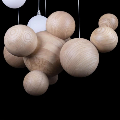 Подвесной светильник Loft It Ginger 10161 Light wood (LED, 220V, на тросе, шарики, молекулы)