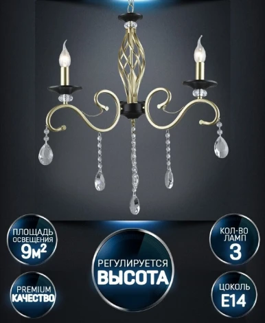 Подвесная люстра Wedo Light Elek WD3596/3H-GD-BK-CL