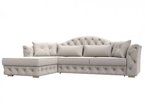 Диван угловой Артис левый угол (Брус,Рейка/Пластик/Замша/Бежевый) Лига Диванов 128042L