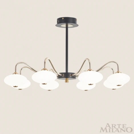 Потолочная люстра на штанге Arte Milano 273908/8 BK/GD (LED, 220V)