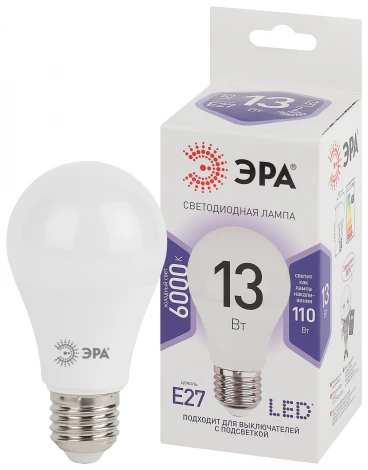 Лампочка светодиодная E27 13W ЭРА LED A60-13W-860-E27