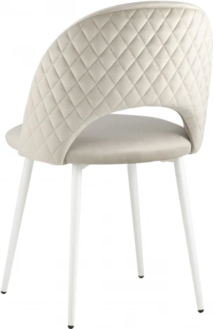 Стул Stool Group Меган NEW велюр с ромбами бежевый белые ножки УТ000035473
