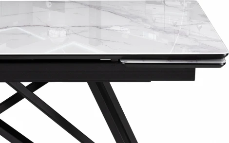 Стол стеклянный Notta Вилсон 140(200)х80 белый мрамор / черный арт.612172