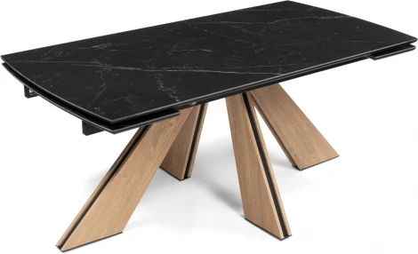 Керамический стол Шаннон 180 (Шаннон 180(240)х90х79 черный мрамор / дуб монтана) Woodville арт.588054
