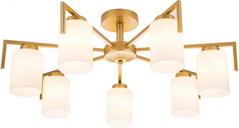 Потолочная люстра на штанге Escada Style 1142/7P Gold 7х60Вт E27, металл/стекло, золото (220V)