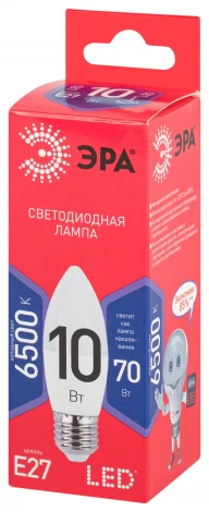 Лампочка светодиодная E27 10W ЭРА LED B35-10W-865-E27 R