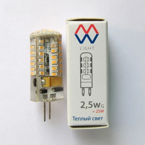 Лампочка светодиодная G4 2,5 Вт 185 lm 2700K теплое мягкее свечение MW-Light Smd LBMW0402