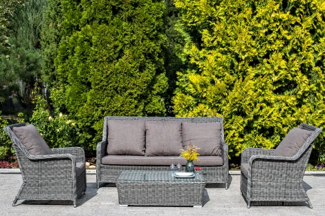 Диван трехместный из искусственного ротанга, цвет графит 4SIS Гляссе YH-C3579W-2 graphite