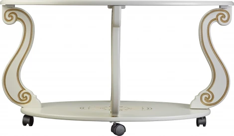 Стол журнальный Овация (С) на колесах слоновая кость/золото Mebelik арт.006754
