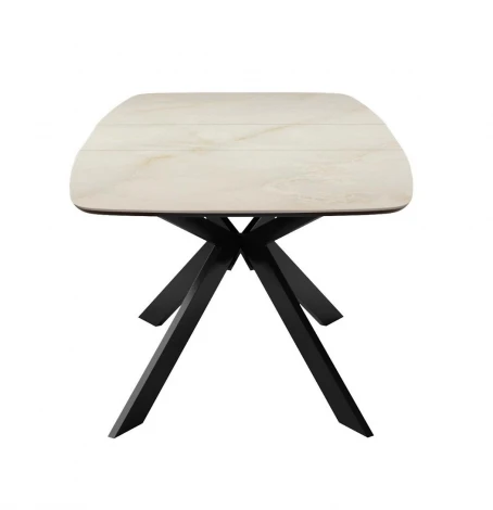 Стол DikLine BK140 Керамика глянец Ostra Bianco (мрамор глянец белый)/подстолье черное/опоры черные 00-00080686